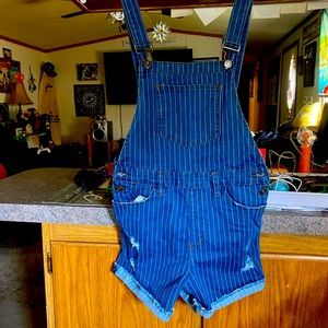 Size small denim striped overalls